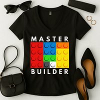Master Builder Building Blocks Brick Builders Toys Present Women's V-Neck T-Shirt
