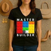 Master Builder Building Blocks Brick Builders Toys Present Women's V-Neck T-Shirt