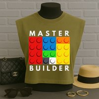Master Builder Building Blocks Brick Builders Toys Present Garment-Dyed Women's Muscle Tee