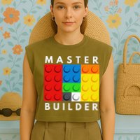 Master Builder Building Blocks Brick Builders Toys Present Garment-Dyed Women's Muscle Tee