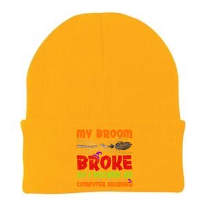 My Broom Broke So I Became A Computer Engineer Halloween Gift Knit Cap Winter Beanie