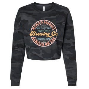 Mama's Boobery Brewing Co New Mom Breastfeeding Funny Cropped Pullover Crew