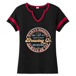 Mama's Boobery Brewing Co New Mom Breastfeeding Funny Ladies Halftime Notch Neck Tee