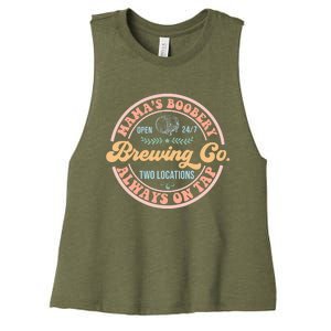 Mama's Boobery Brewing Co New Mom Breastfeeding Funny Women's Racerback Cropped Tank