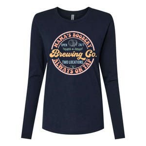 Mama's Boobery Brewing Co New Mom Breastfeeding Funny Womens Cotton Relaxed Long Sleeve T-Shirt