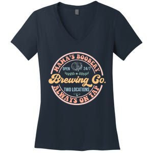 Mama's Boobery Brewing Co New Mom Breastfeeding Funny Women's V-Neck T-Shirt