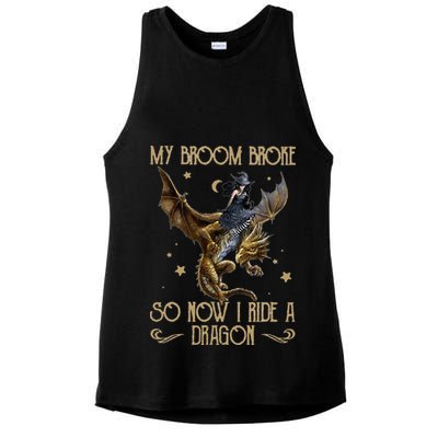 My Broom Broke So Now I Ride A Dragon Ladies PosiCharge Tri-Blend Wicking Tank