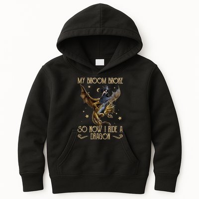 My Broom Broke So Now I Ride A Dragon Kids Hoodie