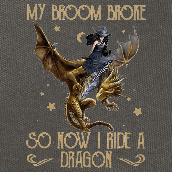 My Broom Broke So Now I Ride A Dragon Cotton Canvas Backpack