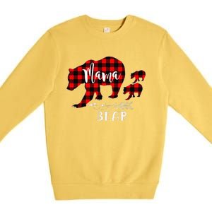 Mama Bear Buffalo Red Plaid Christmas Pajama Family Outfits Premium Crewneck Sweatshirt