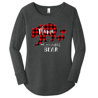 Mama Bear Buffalo Red Plaid Christmas Pajama Family Outfits Women's Perfect Tri Tunic Long Sleeve Shirt