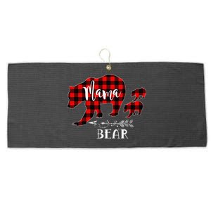 Mama Bear Buffalo Red Plaid Christmas Pajama Family Outfits Large Microfiber Waffle Golf Towel