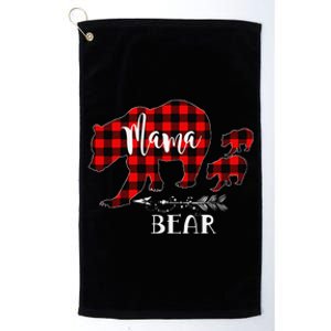 Mama Bear Buffalo Red Plaid Christmas Pajama Family Outfits Platinum Collection Golf Towel