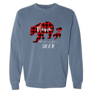 Mama Bear Buffalo Red Plaid Christmas Pajama Family Outfits Garment-Dyed Sweatshirt