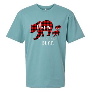 Mama Bear Buffalo Red Plaid Christmas Pajama Family Outfits Sueded Cloud Jersey T-Shirt