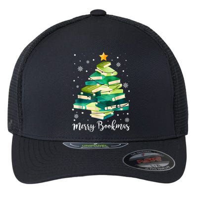 Merry Bookmas Books Pine Tree Funny Reading Lover Christmas Flexfit Unipanel Trucker Cap