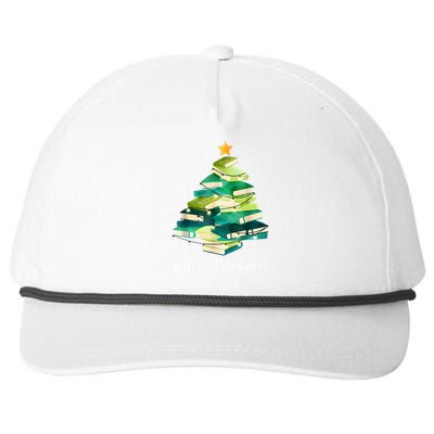 Merry Bookmas Books Pine Tree Funny Reading Lover Christmas Snapback Five-Panel Rope Hat