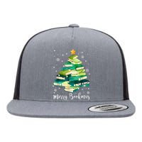 Merry Bookmas Books Pine Tree Funny Reading Lover Christmas Flat Bill Trucker Hat