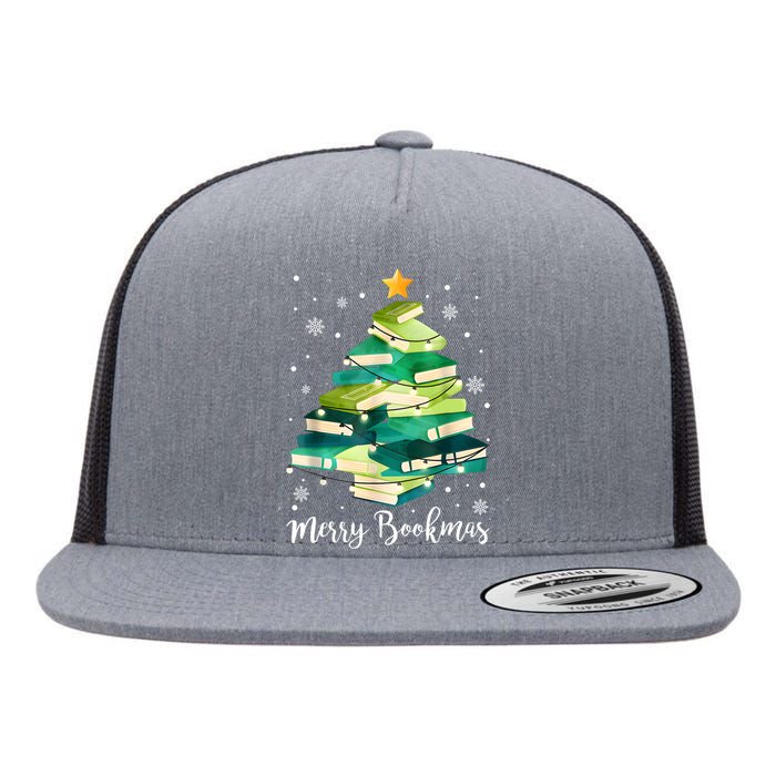 Merry Bookmas Books Pine Tree Funny Reading Lover Christmas Flat Bill Trucker Hat