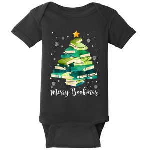 Merry Bookmas Books Pine Tree Funny Reading Lover Christmas Baby Bodysuit