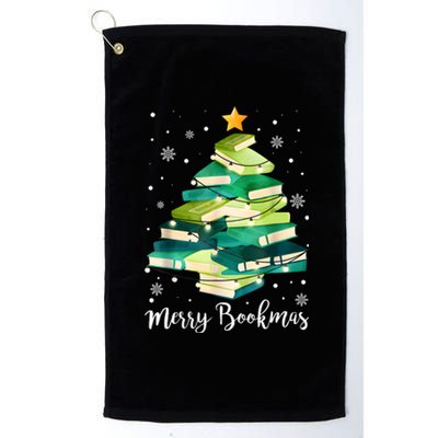 Merry Bookmas Books Pine Tree Funny Reading Lover Christmas Platinum Collection Golf Towel