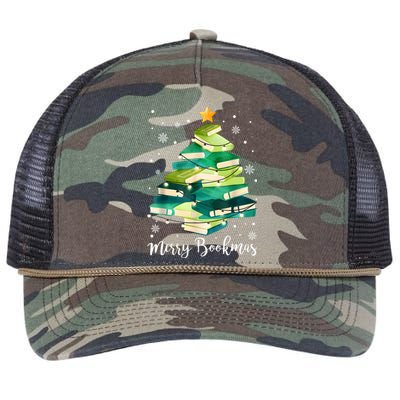 Merry Bookmas Books Pine Tree Funny Reading Lover Christmas Retro Rope Trucker Hat Cap