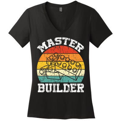 Master Builder Building Blocks Brick Toy Master Builder Women's V-Neck T-Shirt