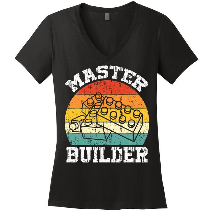 Master Builder Building Blocks Brick Toy Master Builder Women's V-Neck T-Shirt