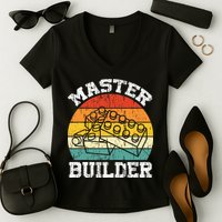 Master Builder Building Blocks Brick Toy Master Builder Women's V-Neck T-Shirt