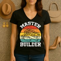 Master Builder Building Blocks Brick Toy Master Builder Women's V-Neck T-Shirt