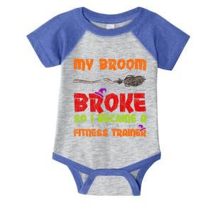 My Broom Broke So I Became A Fitness Trainer Halloween Funny Gift Infant Baby Jersey Bodysuit