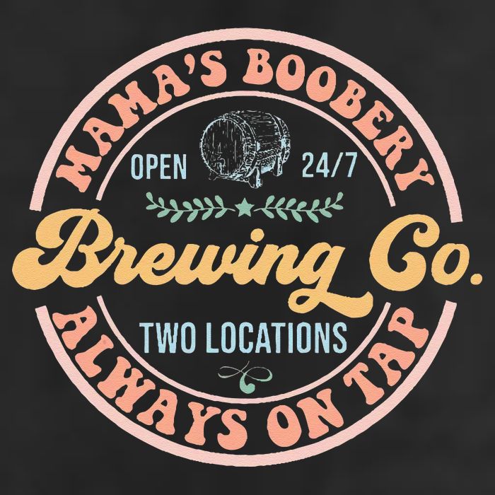 Mamas Boobery Brewing Co New Mom Breastfeeding Funny 7 Panel Mesh Trucker Snapback Hat