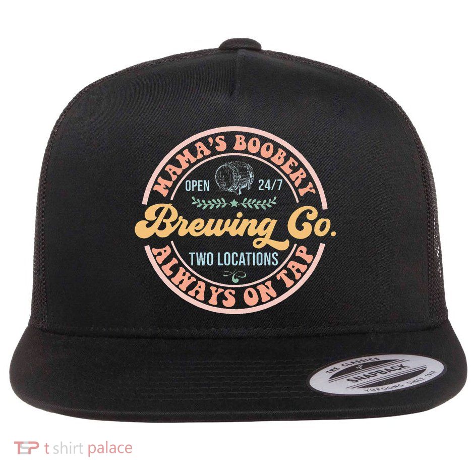 Mamas Boobery Brewing Co New Mom Breastfeeding Funny Flatbill Hat