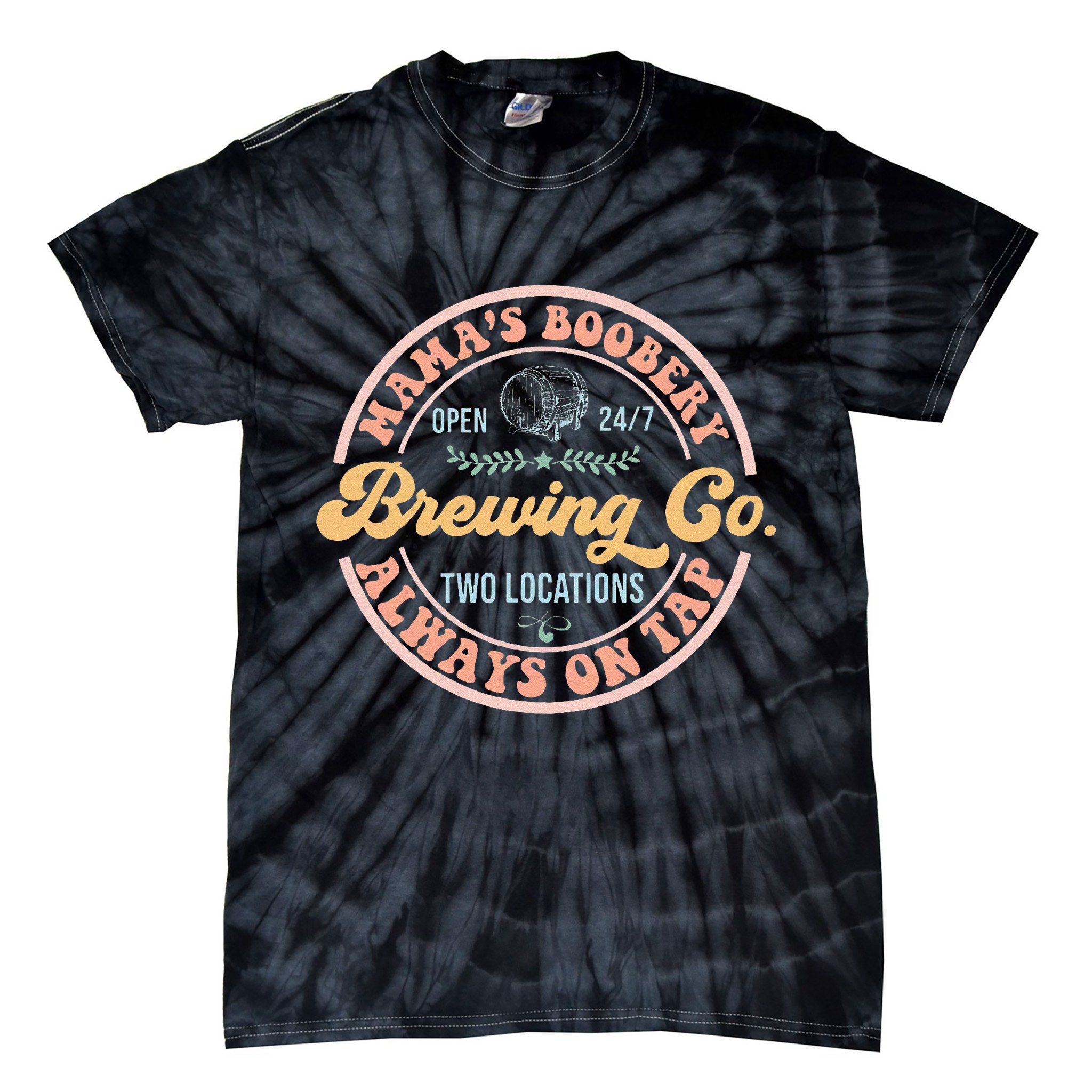 Mamas Boobery Brewing Co New Mom Breastfeeding Funny Tie-Dye T-Shirt