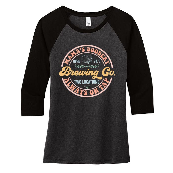 Mamas Boobery Brewing Co New Mom Breastfeeding Funny Women's Tri-Blend 3/4-Sleeve Raglan Shirt