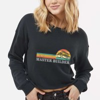 Master Builder Block Building Adults Birthday Gift Cropped Pullover Crew