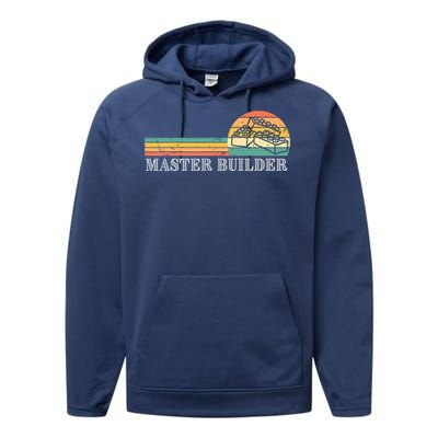 Master Builder Block Building Adults Birthday Gift Performance Fleece Hoodie