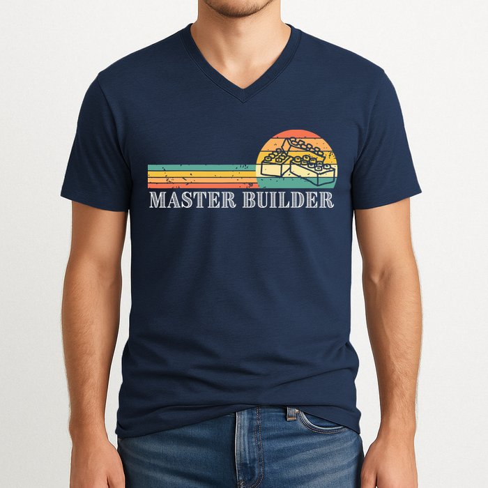 Master Builder Block Building Adults Birthday Gift V-Neck T-Shirt