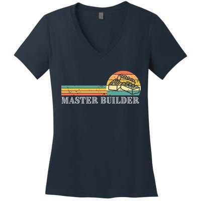 Master Builder Block Building Adults Birthday Gift Women's V-Neck T-Shirt
