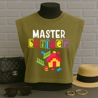 Master Builder Building Blocks Brick Builders Toys Gift Garment-Dyed Women's Muscle Tee