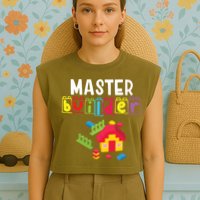 Master Builder Building Blocks Brick Builders Toys Gift Garment-Dyed Women's Muscle Tee