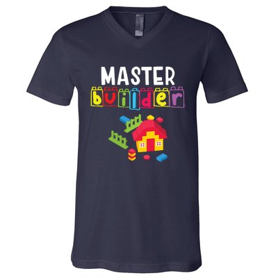 Master Builder Building Blocks Brick Builders Toys Gift V-Neck T-Shirt