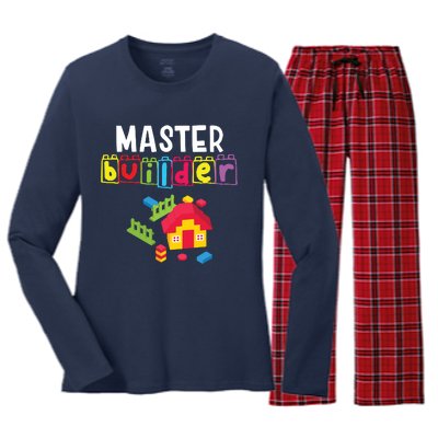 Master Builder Building Blocks Brick Builders Toys Gift Women's Long Sleeve Flannel Pajama Set 