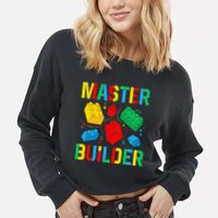 Master Builder Building Blocks Brick Toy Master Builder Cropped Pullover Crew