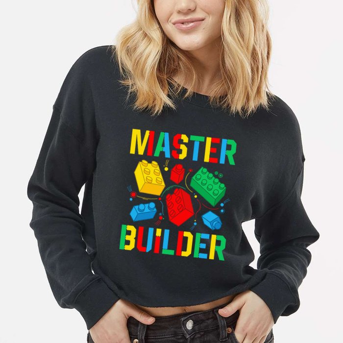 Master Builder Building Blocks Brick Toy Master Builder Cropped Pullover Crew
