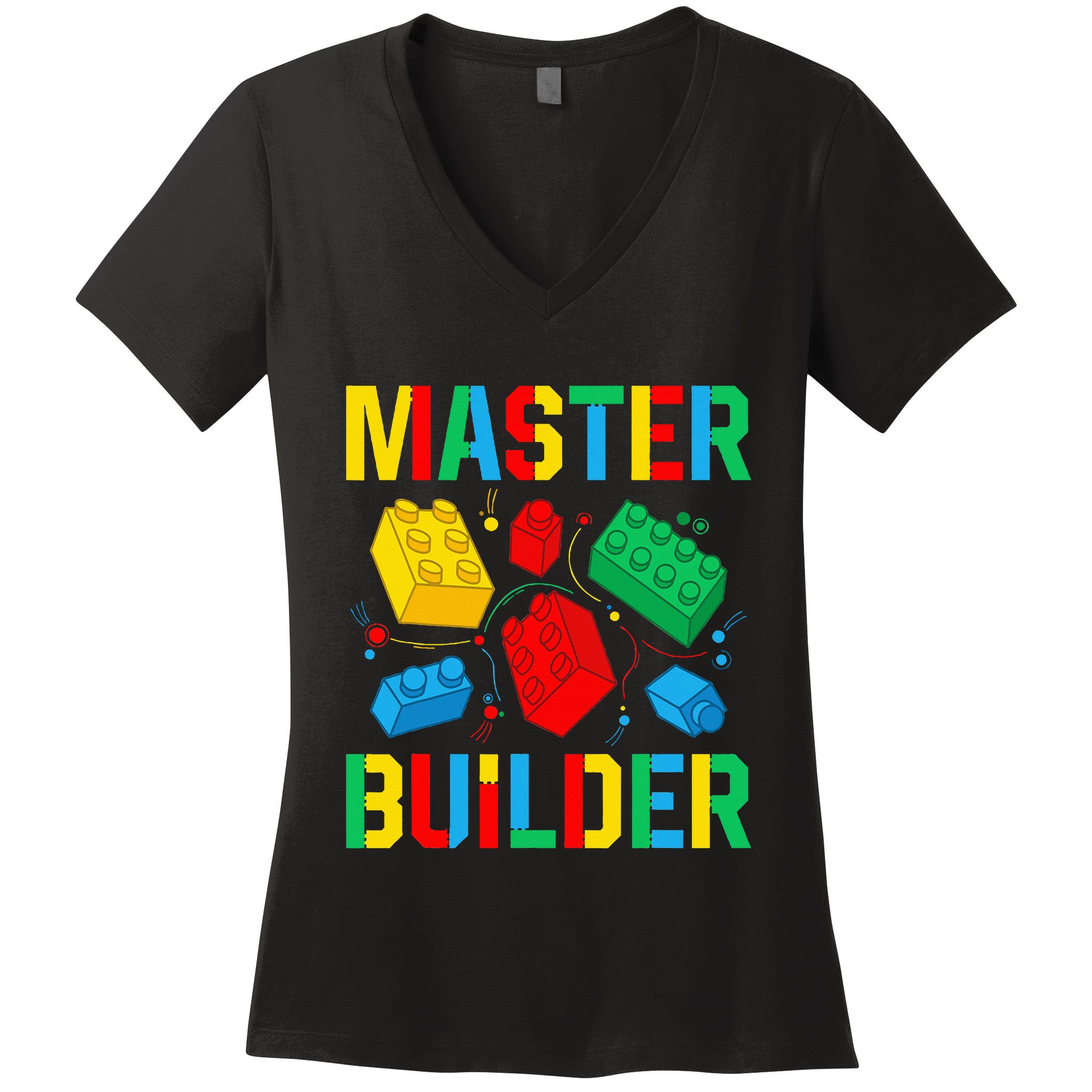 Master Builder Building Blocks Brick Toy Master Builder Women's V-Neck T-Shirt