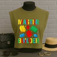 Master Builder Building Blocks Brick Toy Master Builder Garment-Dyed Women's Muscle Tee