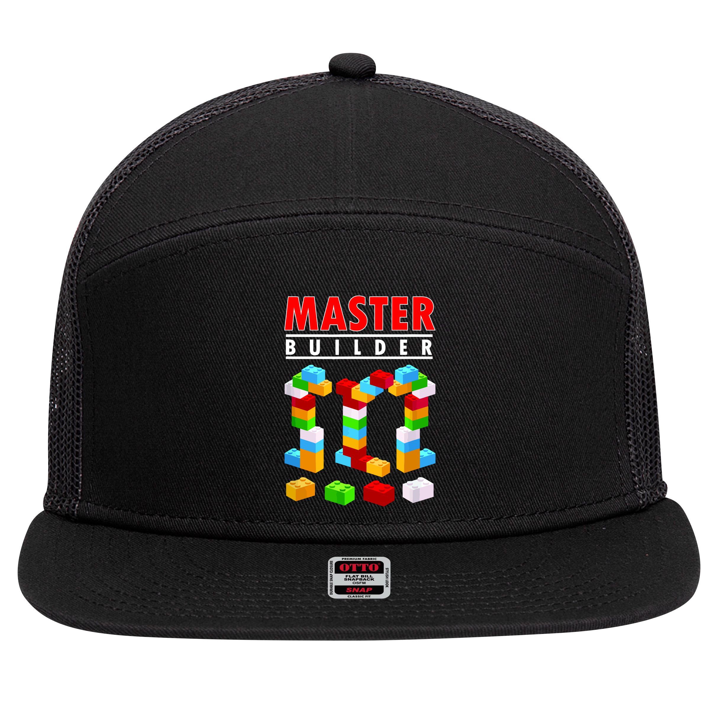 Master Builder Blocks Brick Funny Toys 7 Panel Mesh Trucker Snapback Hat