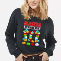 Master Builder Blocks Brick Funny Toys Cropped Pullover Crew
