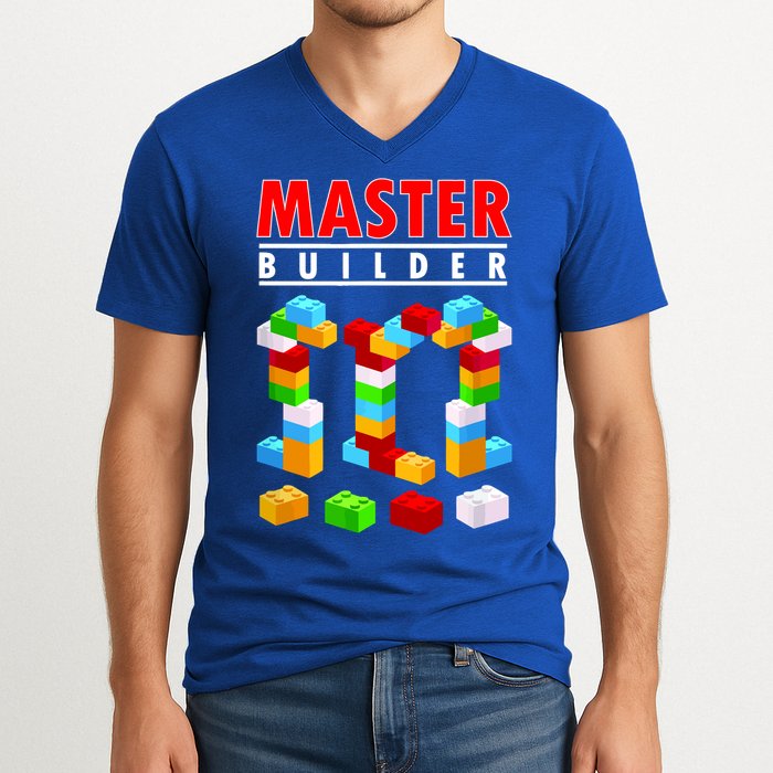 Master Builder Blocks Brick Funny Toys V-Neck T-Shirt